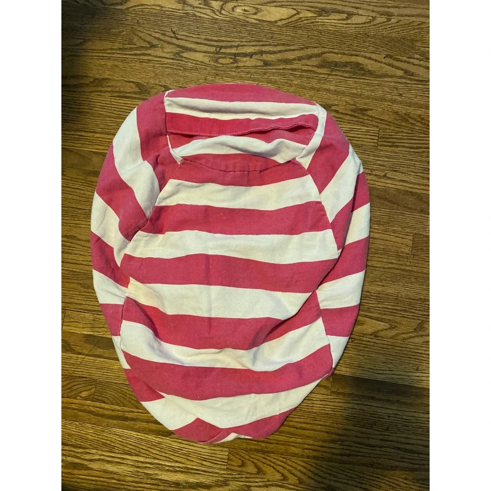 Pink and White Striped Stuffed Animal Storage Bean Bag Chair Cover 23x20